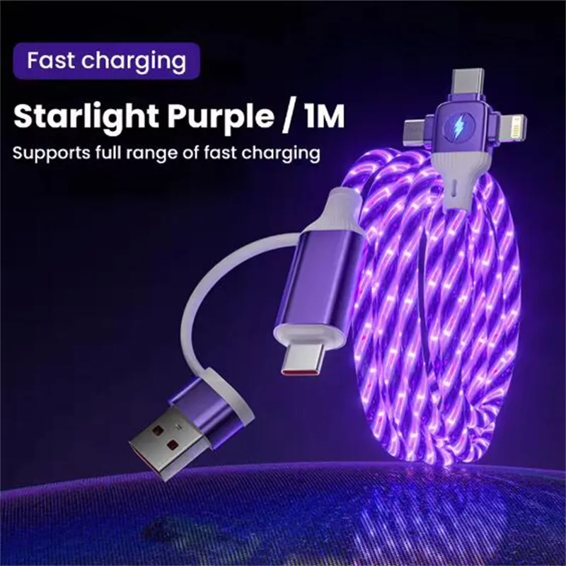 LED USB Type C Cable 60W Mobile Phone Fast Charger For IPhone Samsung Xiaomi Redmi Huawei USBC Data Cord_voghion.com