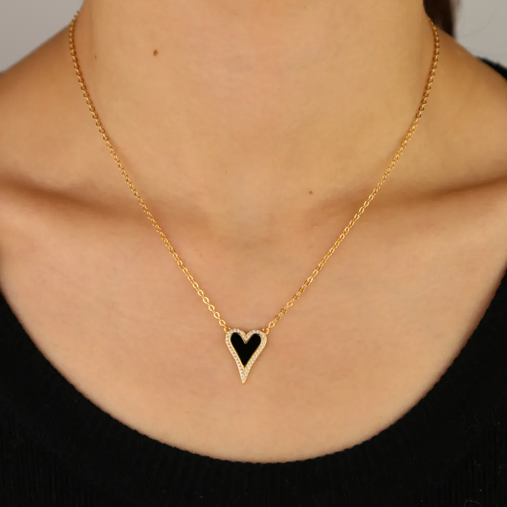 Collane con ciondolo minimali e delicate, con zirconi trasparenti, rosse, bianche e nere, in smalto a forma di cuore, regalo per amanti dei gioielli da donna_voghion.com