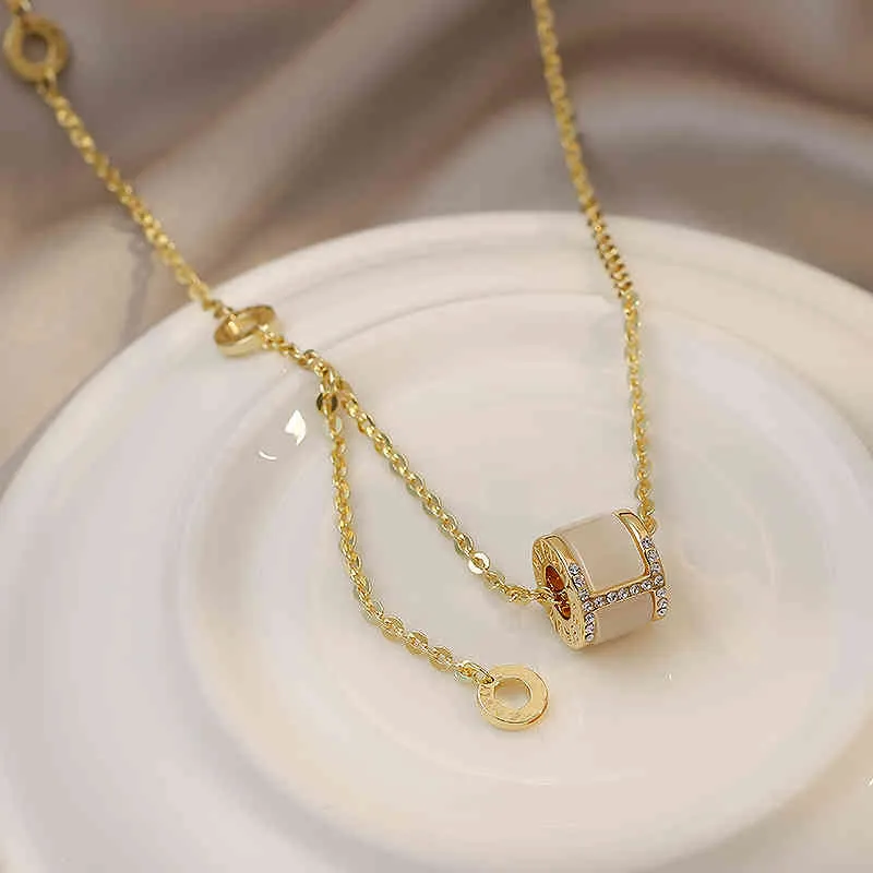 Design Sense Opals Collana con ciondolo di lusso in acciaio al titanio per donna 2022 Gioielli di moda coreana Ragazza sexy Clavicola_voghion.com