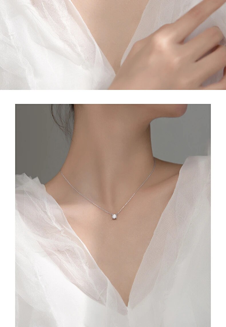 Fashion Modian Brands Simple Sterg Sier Geometric Cut Sparkg Zircon Pendant Necklace for Women Wedding Engagement Jewelry_voghion.com