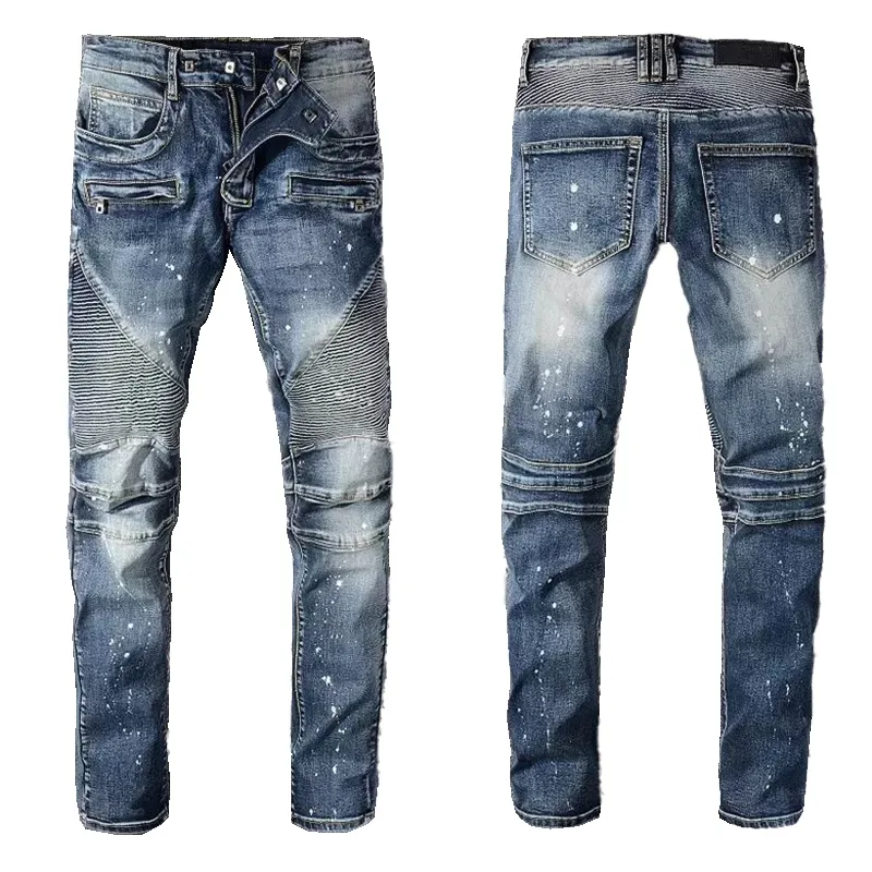 Jeans de créateur pour hommes Jean Lettre Distressed Skinny Ripped Biker Slim Fit Moto Bikers Denim pour homme Mode Mans_voghion.com