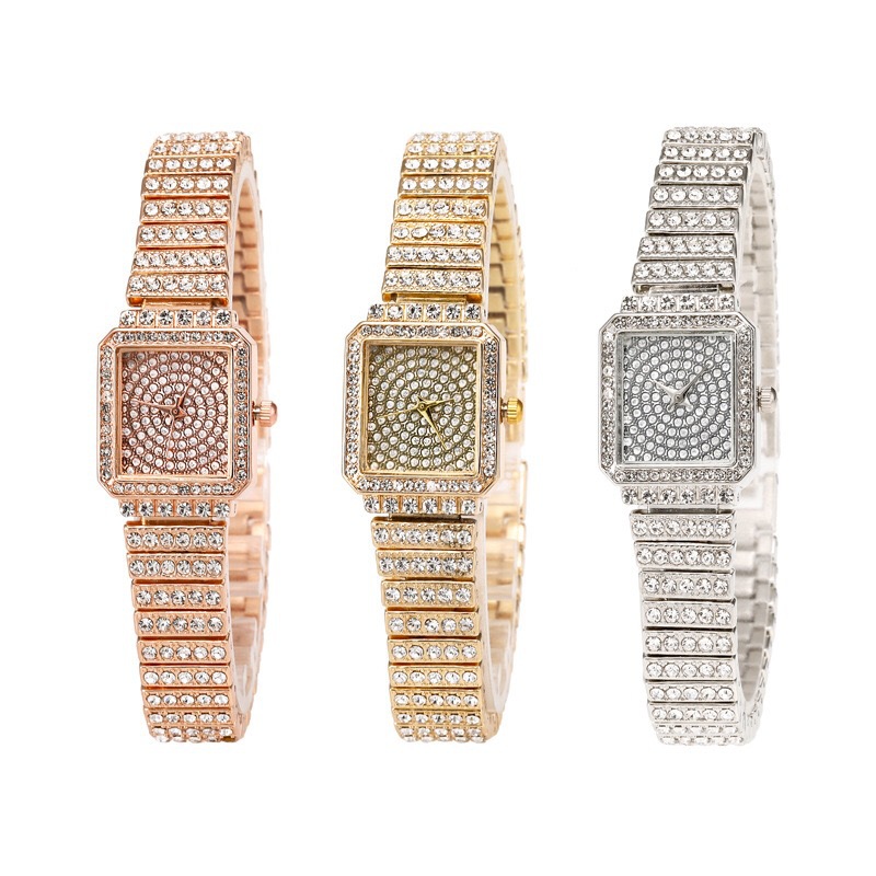 Women's Full Diamond Quartz Watch Square Trendy Luxury Wristwatch_voghion.com