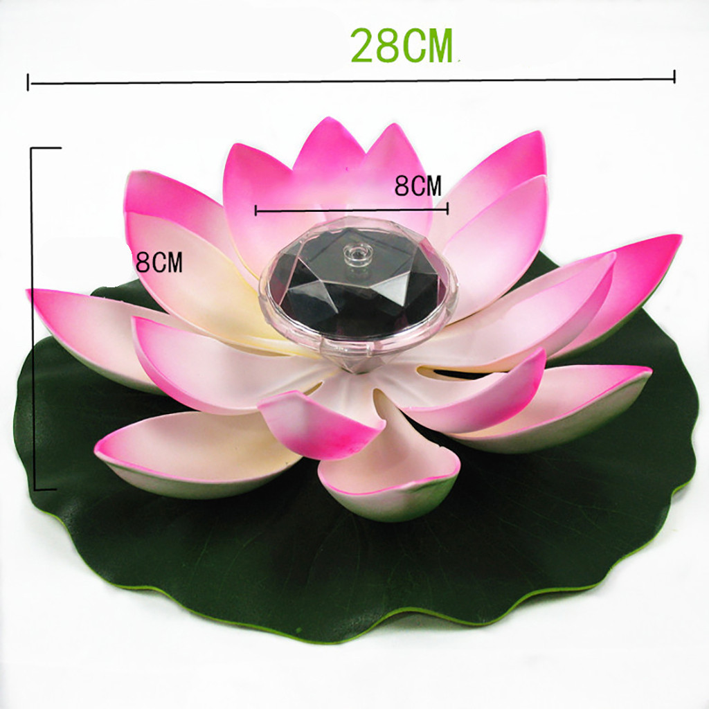 Luce solare esterna a LED alimentata a forma di fiore di loto artificiale, fontana galleggiante, lampada da giardino, piscina, luce notturna solare_voghion.com