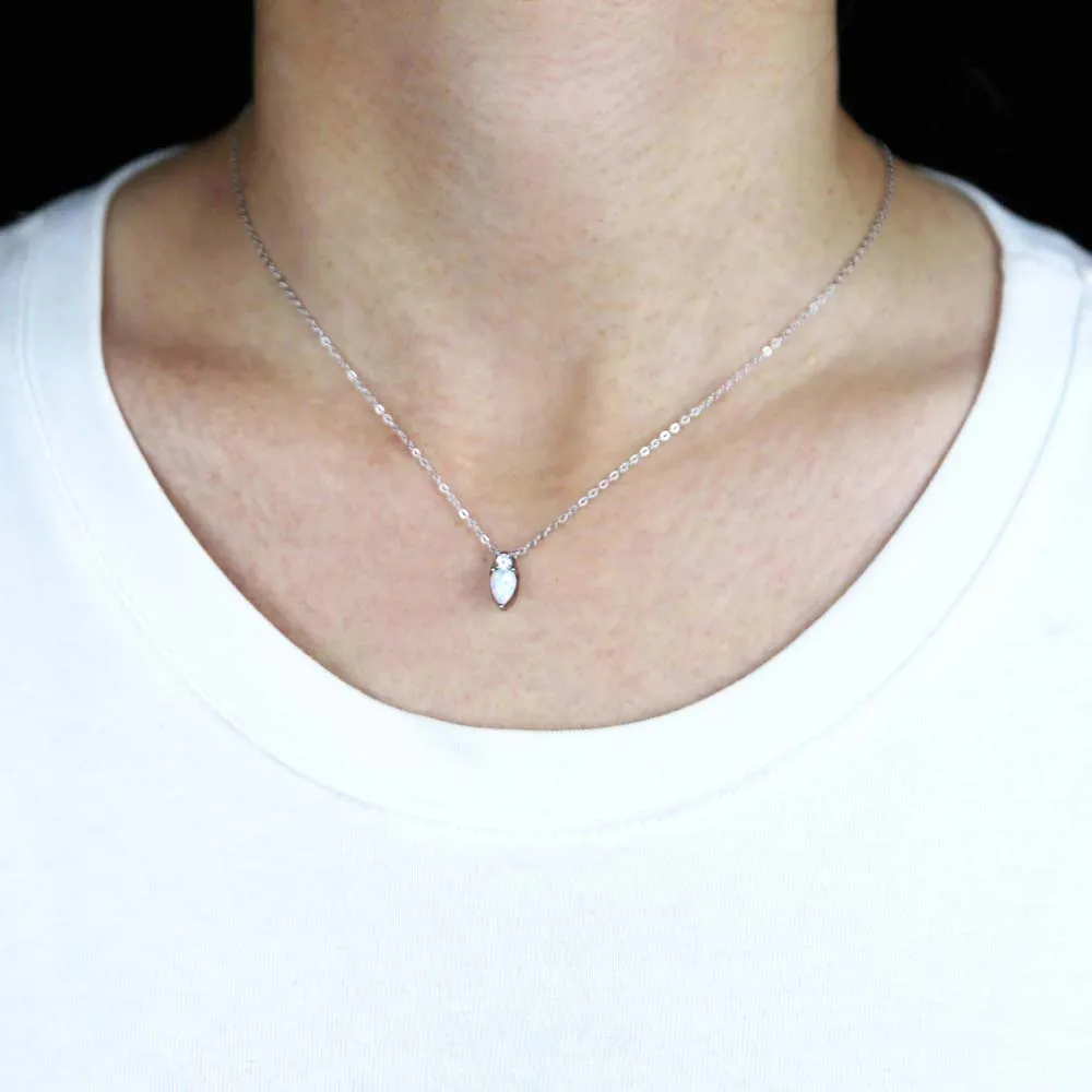 Sterling Silver Fire Opal Pendant Necklace For Women Boho Style_voghion.com