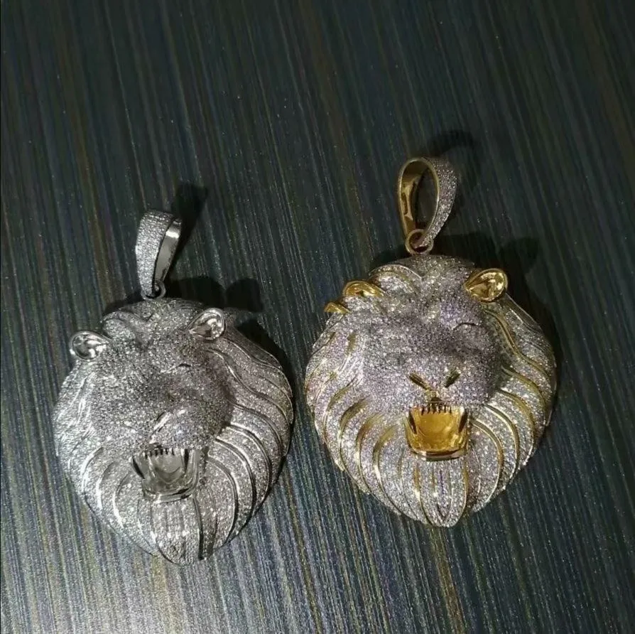 Herrenschmuck Hip Hop Iced Out Anhänger Designer Halskette BG Dia Cuban K Kette große Anhänger Löwe Tier Rapper Zubehör_voghion.com