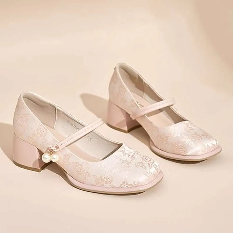 Chinese embroidery French for women, spring 2024 new Mary Jane with skirt, evening style gentle single shoes size_voghion.com