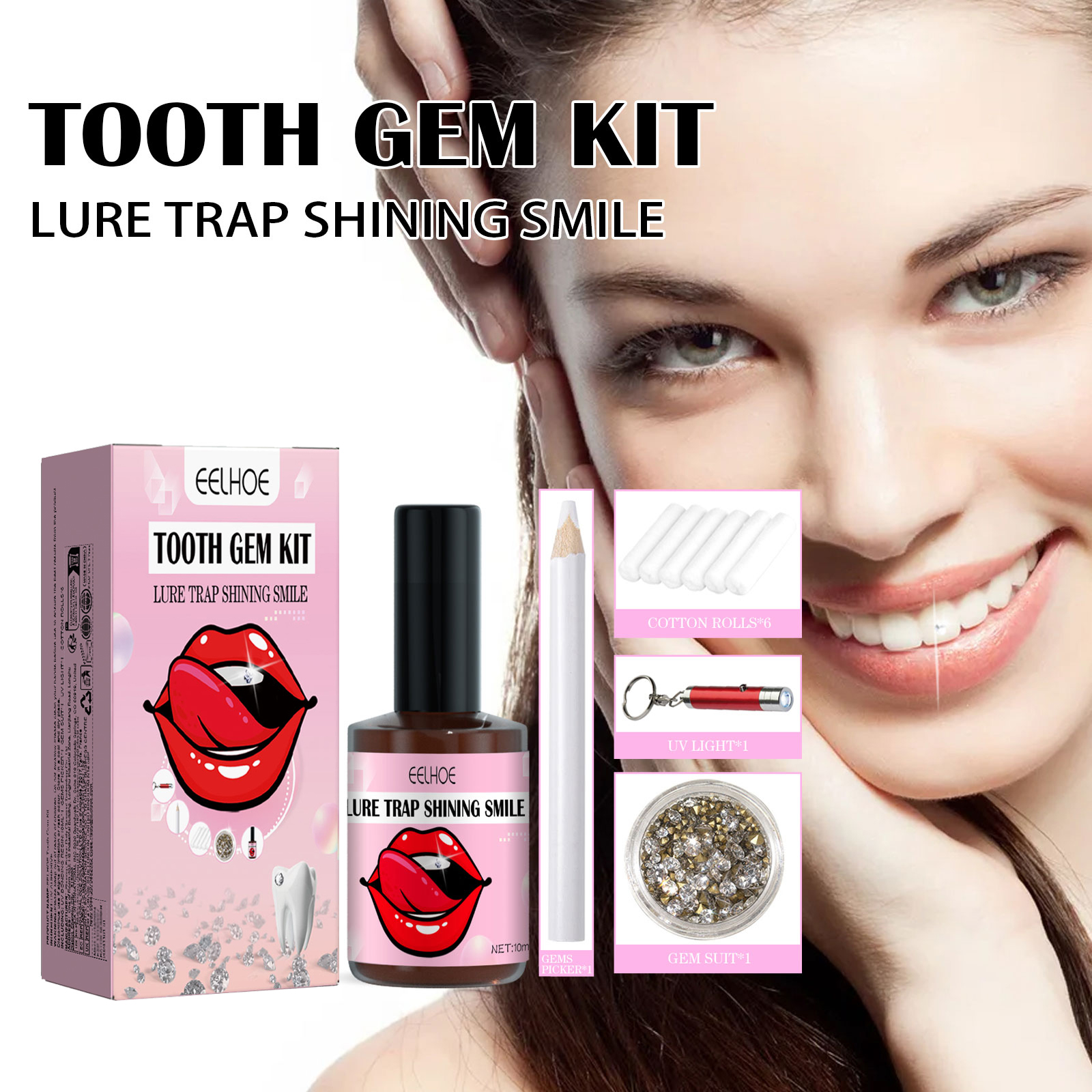 EELHOE Zahn-Edelstein-Set, weiße Zähne lassen sich leicht entfernen und einsetzen, schönes und robustes Edelstein-Set._voghion.com