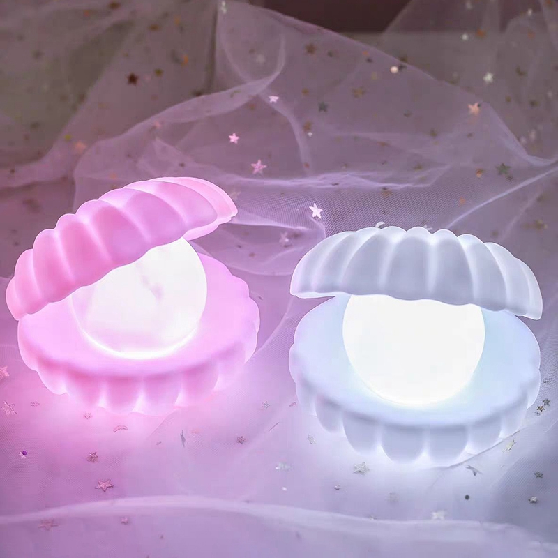 Lámpara LED con forma de concha coreana, luz de noche creativa para dormitorio, decoración de habitación de niñas, bonita decoración para habitación de niños_voghion.com