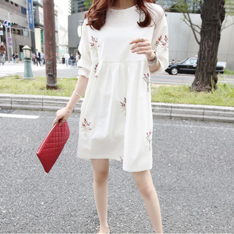 Robes vêtements chine robe florale coton lâche pour les femmes enceintes vêtements décontracté grossesse maternité 230417_voghion.com