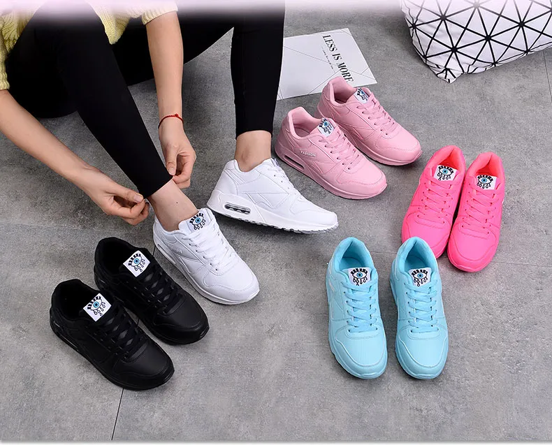 Scarpe da ginnastica da donna alla moda con cuscino d'aria, sportive, in pelle PU, blu, bianche e rosa, da passeggio e da jogging, da donna_voghion.com
