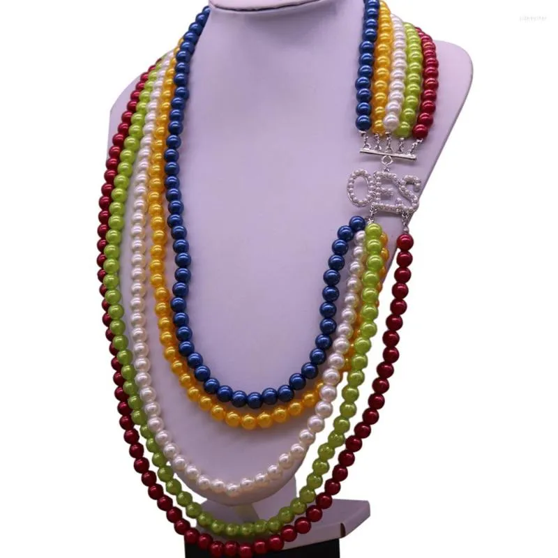 Pendant Necklaces Handmade Mix Colors Pearl Layers Long Chokers Sorority Fraternity OES Order Easter Star Organization_voghion.com