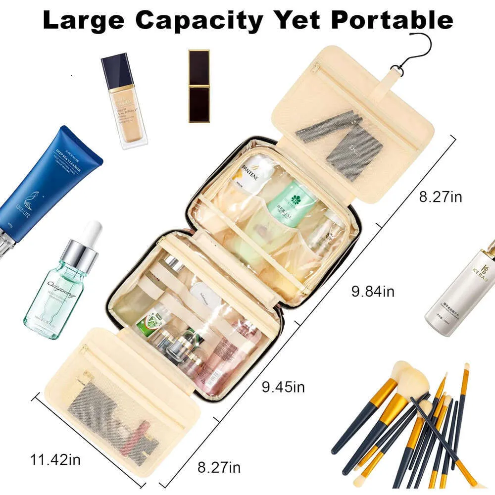 Organizator de toaletă pliabil, agățat, depozitare baie, geantă de machiaj, geantă cosmetică de călătorie, geantă de separare uscată și umedă_voghion.com