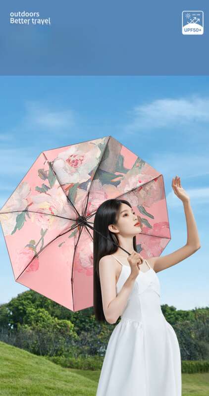 Zložljiva Premium Feel Free Bag Layer Double Flower Rain sončni dežnik za dvojno uporabo, ženska krema za sončenje in UV-zaščita_voghion.com