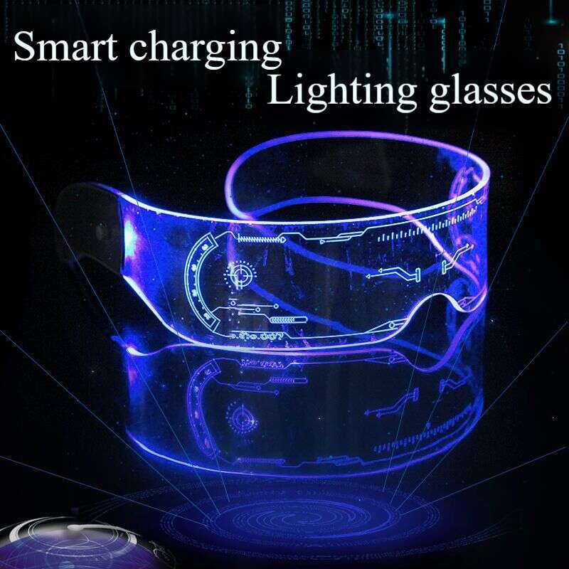 Gafas luminosas de ciencia ficción con LED recargables y tecnología futurista, ideales para cumpleaños de celebridades de Internet y fotografía de bares._voghion.com