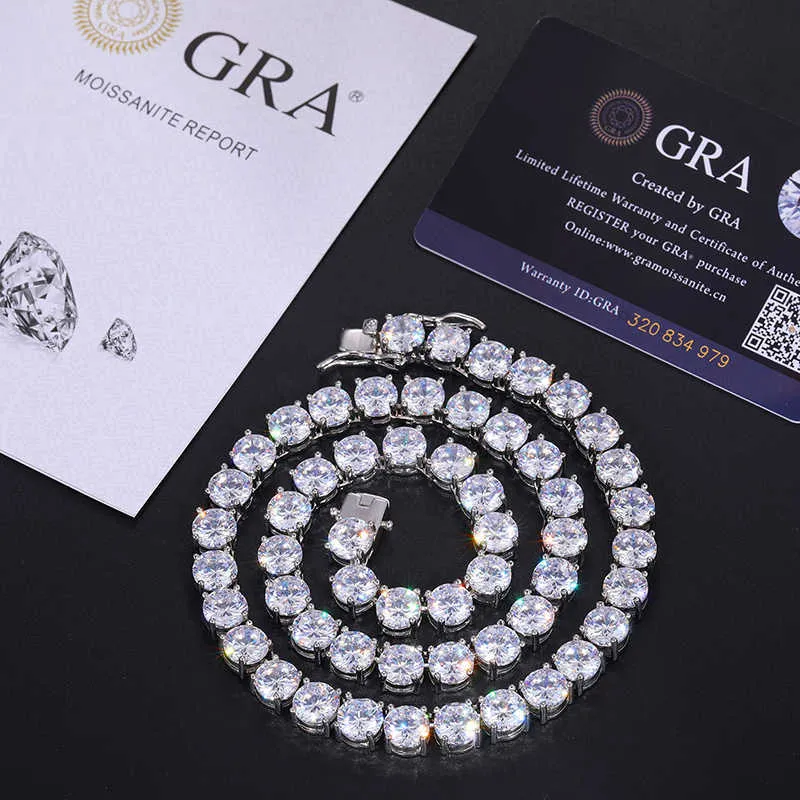 Ciondolo da 8 mm a 10 mm con moissanite VVS1 di alta qualità, collana da uomo e da donna in argento sterling, supera i test del diametro._voghion.com