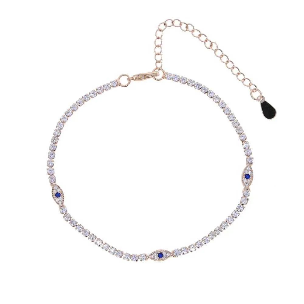 Tobilleras con circonitas blancas y azules con pavé de ojo malvado, brillantes, de 2 mm, para mujer, estilo bohemio, para playa y verano._voghion.com