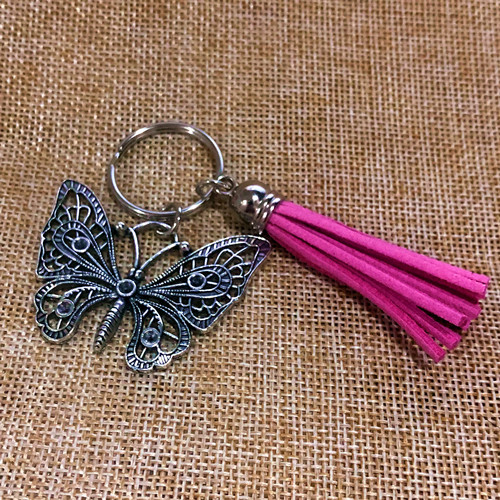 Education & Office Supplies Butterfly Charm Tassel Keychain_voghion.com