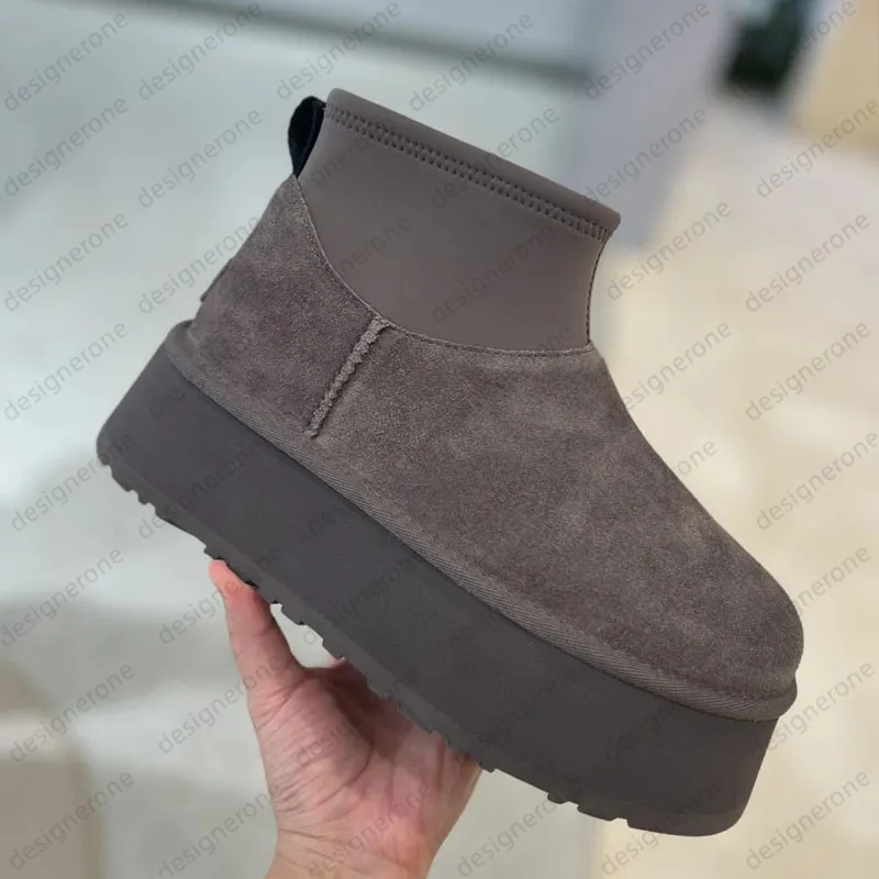 W Dipper Tasman Platform DIPPER Chesut Fur Slides Sheepskin Classic Ultra Mini women Snow boots Winter plush and thick_voghion.com