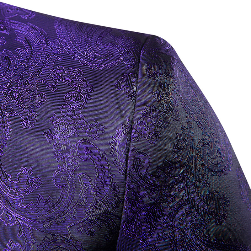 1 Plus Size Suit Court Style Hidden Pattern Design Fashion Single Button Slim Fit Men's Blazer_voghion.com