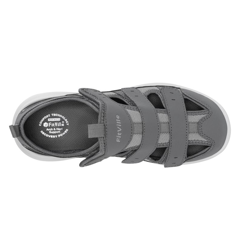 FitVille Herrsandaler Breddade Diabetes Herr Fritidsskor Lätta för Plantar Fasciitis Bågstöd Lindring Smärta_voghion.com