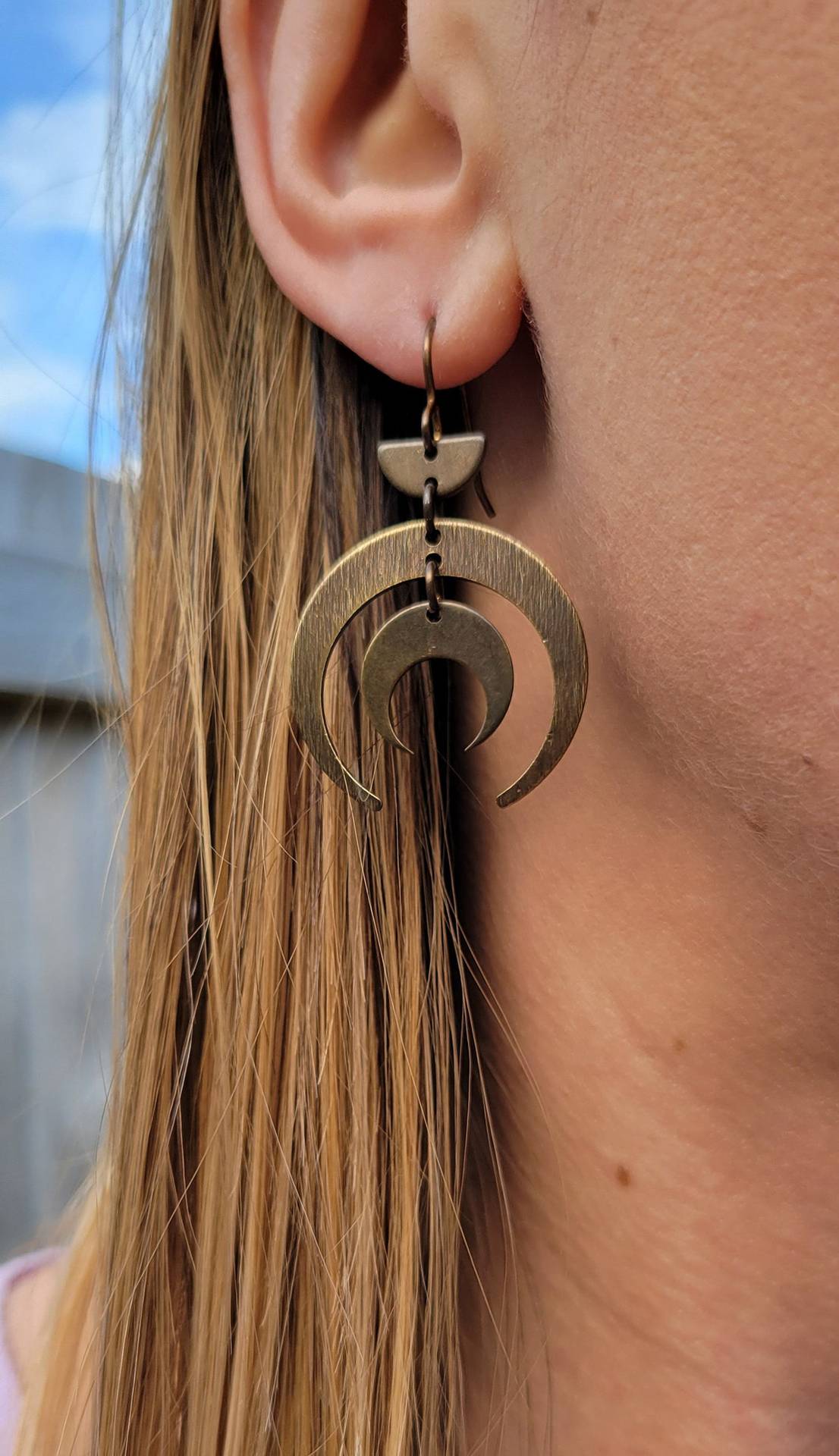 Halbmond Creolen In Antikmessing Für Damen_voghion.com