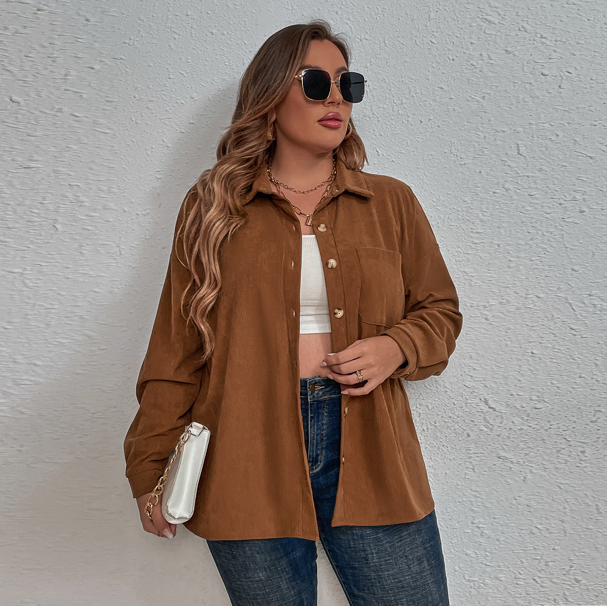 Women's large size women's clothing long-sleeved shirt for women_voghion.com