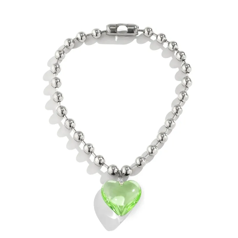 Colliers pendentifs coréens en forme d'amour avec chaîne de perles rondes et cristal, collier ins clavicule, dropshipping_voghion.com