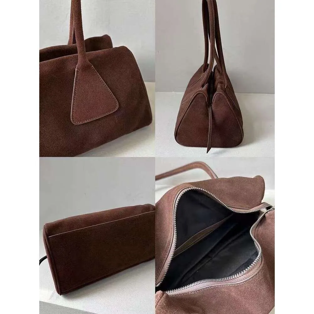 New Ins Chic Niche Stylish Pillow Bowg Tote Large Real Suede Cow Leather Women Shoulder Bag Long Handle Winter Handbag_voghion.com
