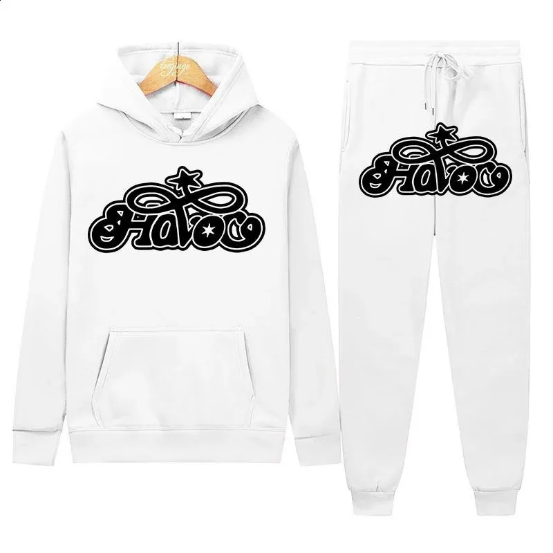 Haruku Hiphop Y2K Parça Set İnce Kapşonlu Üstler Rahat Eşofman Pantolon Takım Erkek Kadın Moda Mektup Baskılı Ana Cadde_voghion.com