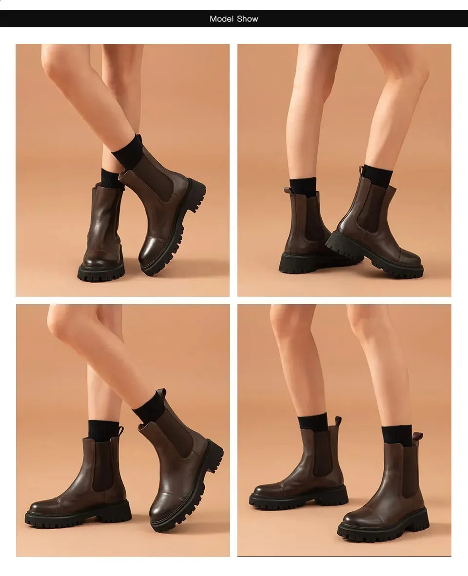 Ankle Platform Boots Women Denim Leather Round Toe Thick Soled_voghion.com