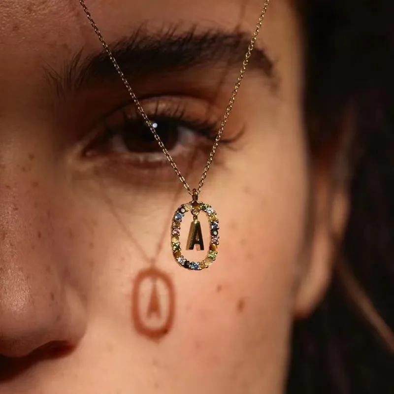 Halskette Mit Initialen-anhänger Strass Buchstabe Damen Schmuck_voghion.com