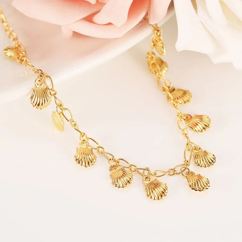 Nuovo braccialetto multi-elemento alla moda coreana in oro massiccio giallo 14K GF con ciondolo illimitato, allungabile, lunghezza cavigliera_voghion.com