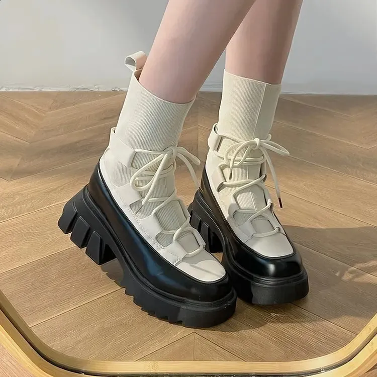 Mesh-Plateauschuhe, modisch, dickbesohlte Knöchel, bequemer Schnee für Damen, Botas de Mujer, Stiefel 240904_voghion.com