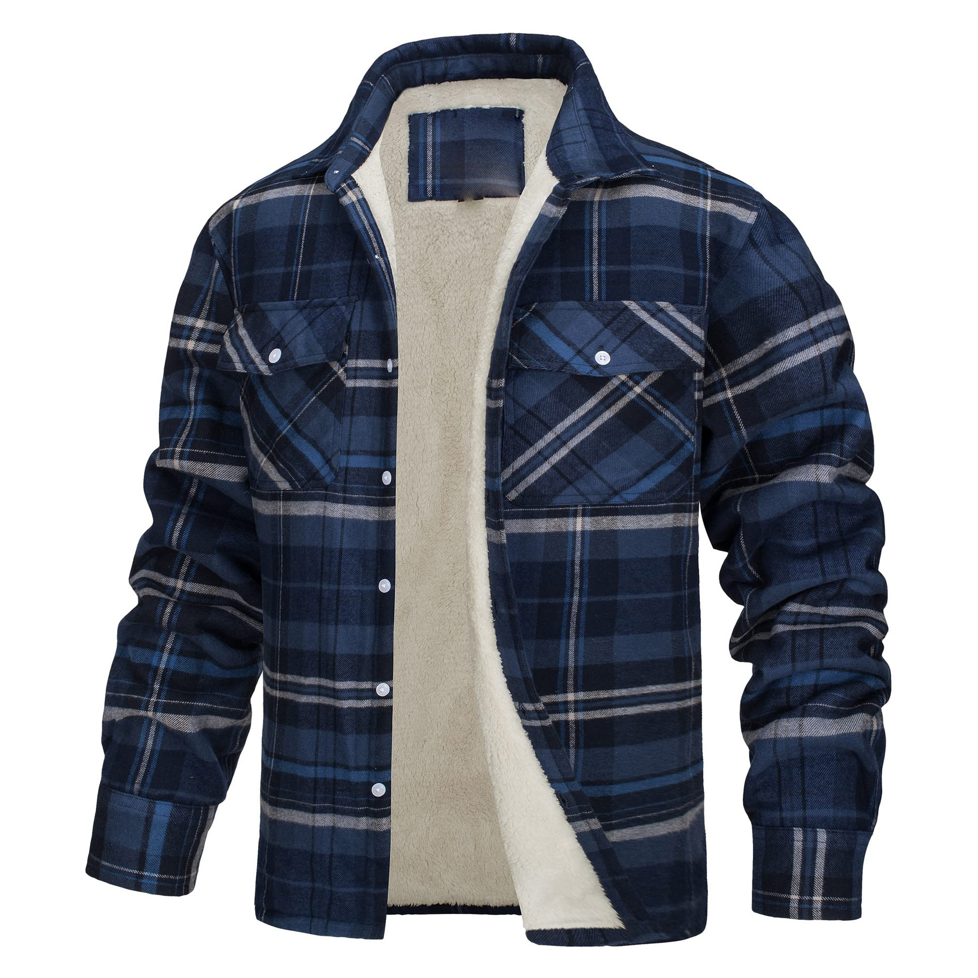Vêtements pour hommes vestes à manches longues revers à carreaux veste chemise épaisse