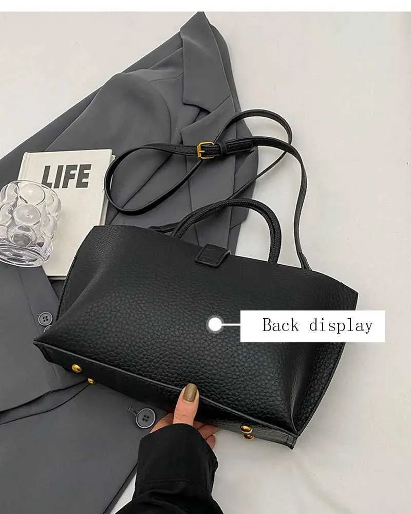 Clássico Preto PU Grande Capacidade 2024 Feminino Alta Qualidade Requintado Fivela de Fecho Bolsas Crossbody Casual Versátil_voghion.com
