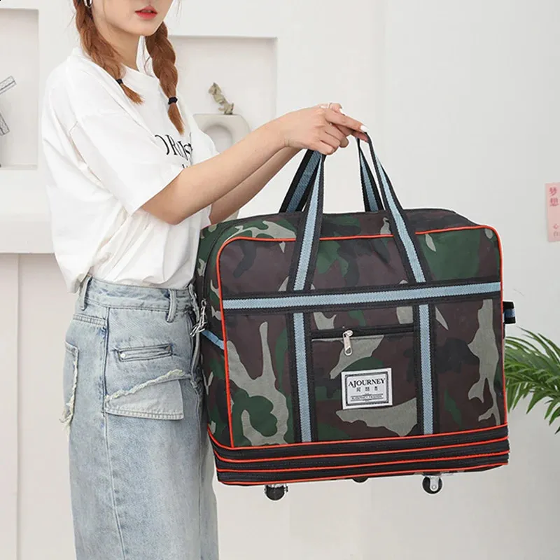 Faltbare Lage Taschen mit Großen Wasserdicht Erweiterbar Lages Pack Handtasche Unisex Universal Reisetasche auf Rädern XM133_voghion.com