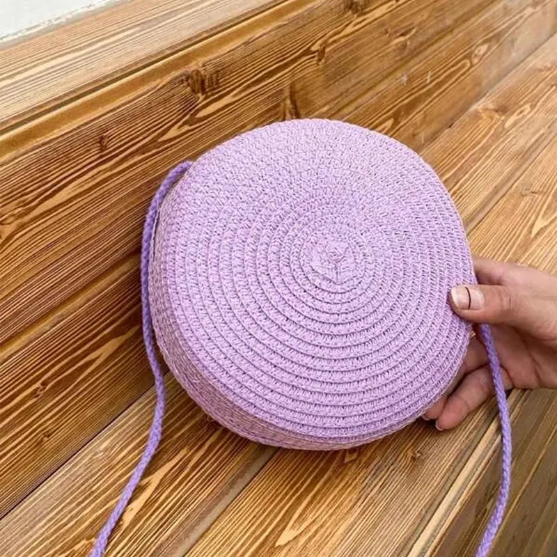 Sacs à bandoulière en paille tissée d'été pour femmes, sac à main rond en rotin fait à la main, petit sac de plage, de voyage, à bandoulière_voghion.com