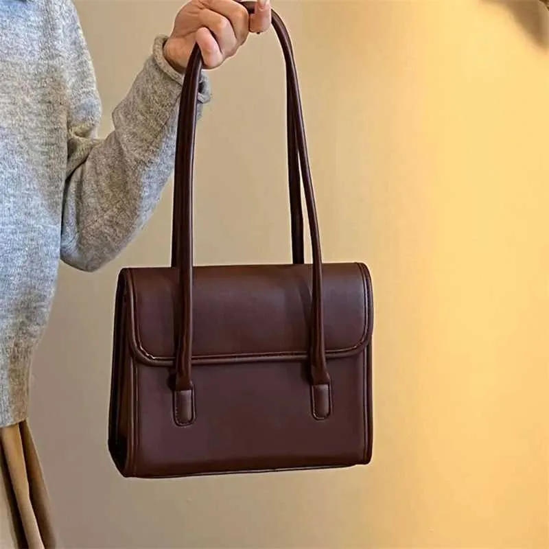 Designer-Tasche, einfarbig, Retro-Textur, Schultertasche, tägliche Erinnerung für Studenten. Hochwertige neue Damenhandtasche aus PU-Leder_voghion.com
