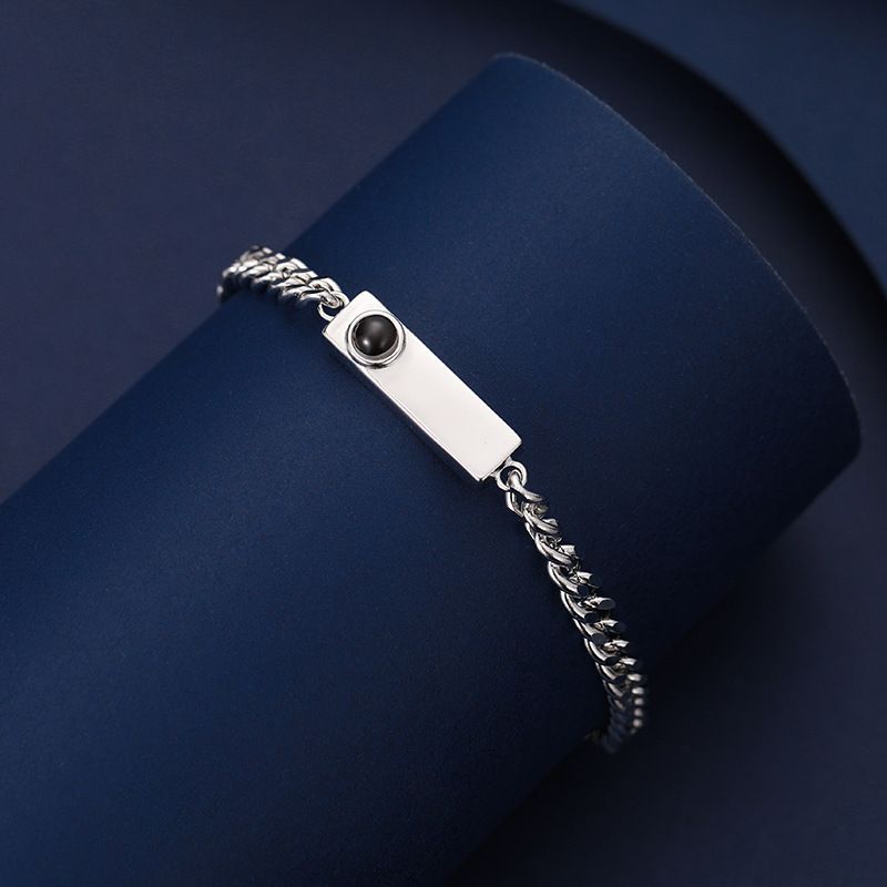 Men's Cuban Chain In 100 Languages, I Love You, Projection Photo, Customized Couple Bracelet_voghion.com