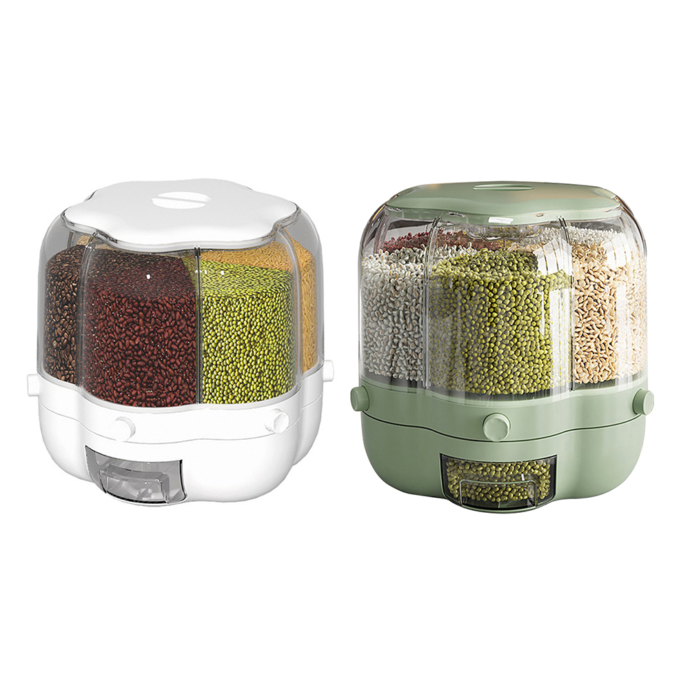 Rotatable Jars for Bulk Cereals Rice Barrels Separated Household Containers Sealed Insectproof Rice Kitchen Storage Box_voghion.com