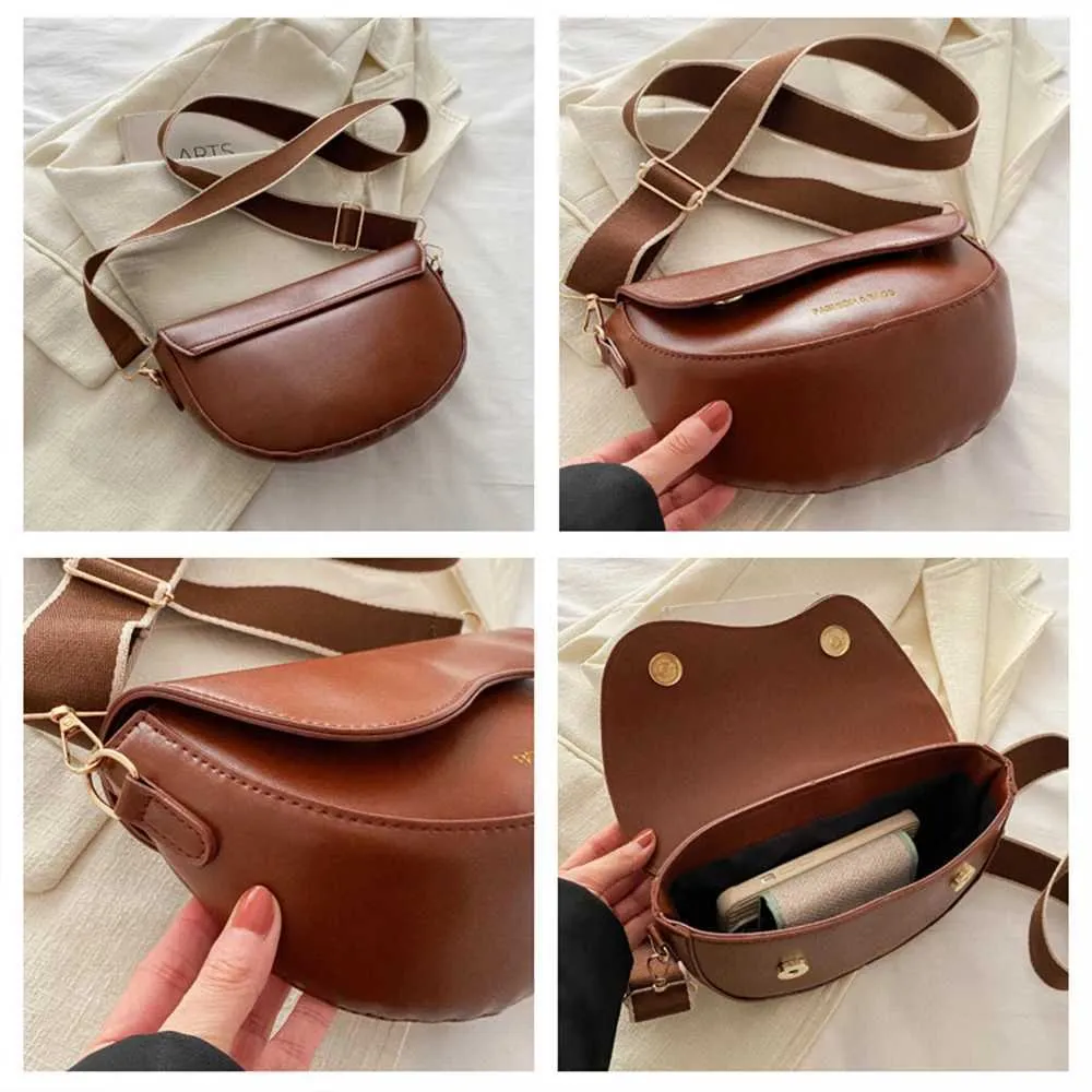 Borsa a tracolla da donna, vintage, tinta unita, piccola, alla moda, in pelle PU, con tracolla larga, da portare sotto le ascelle 01C241217_voghion.com