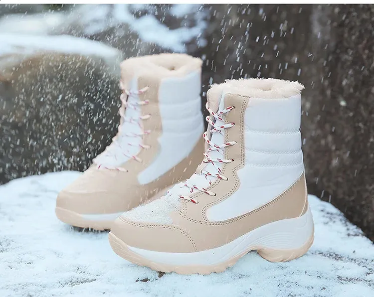 Snöfäls Kvinna Plattform För Kvinnor Plysch Håll Varma Kvinnors Stövlar Platta Plus Storlekar Botas Mujer Vinterskor 240826_voghion.com