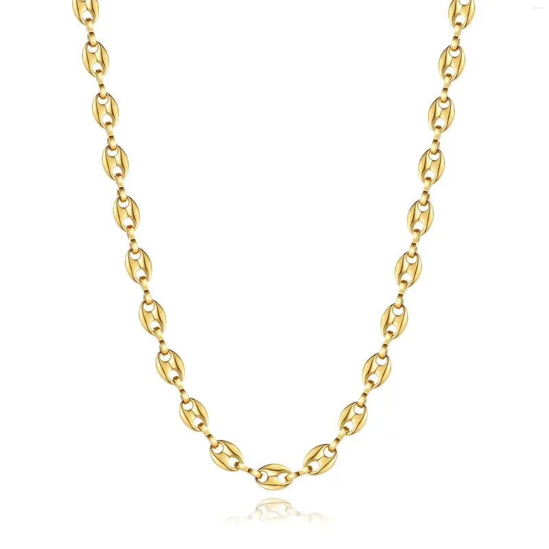 Chains 6mm 8mm 11mm Coffee Bean Necklace Pig Nose Link Chain For Women Plated Stainless Steel Charm