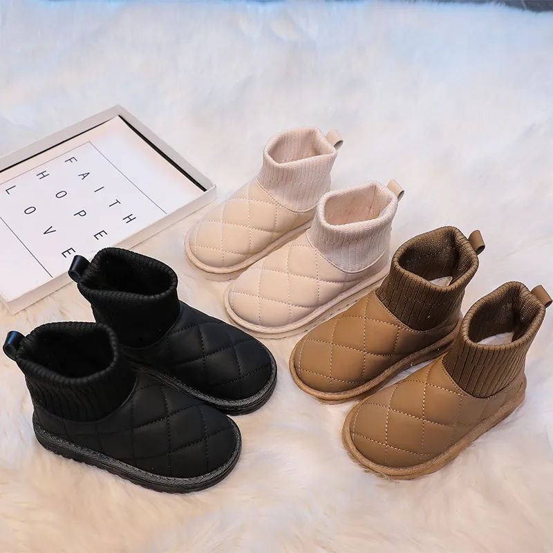 Barnsockor Snö Flickor Korta Ankelstövlar Barn Söta Sömnad Höst Vinter Varma Bomullsplyschskor För Pojkar Unisex PU_voghion.com