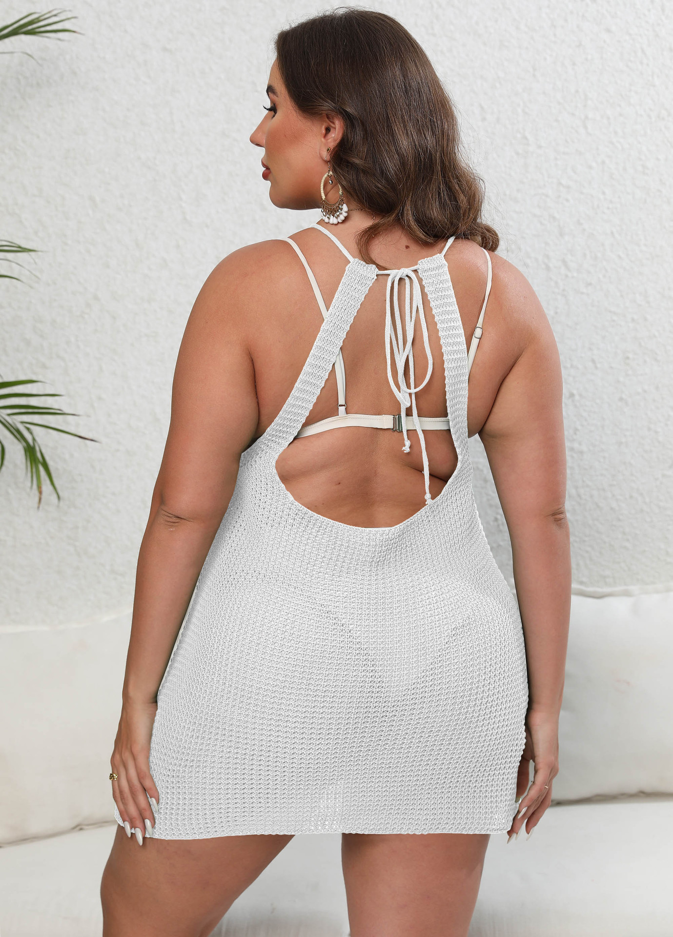 Women's Beach Bikini Blouse Plus Size Women's Sexy Open Back Woven Skirt Strappy Dress_voghion.com