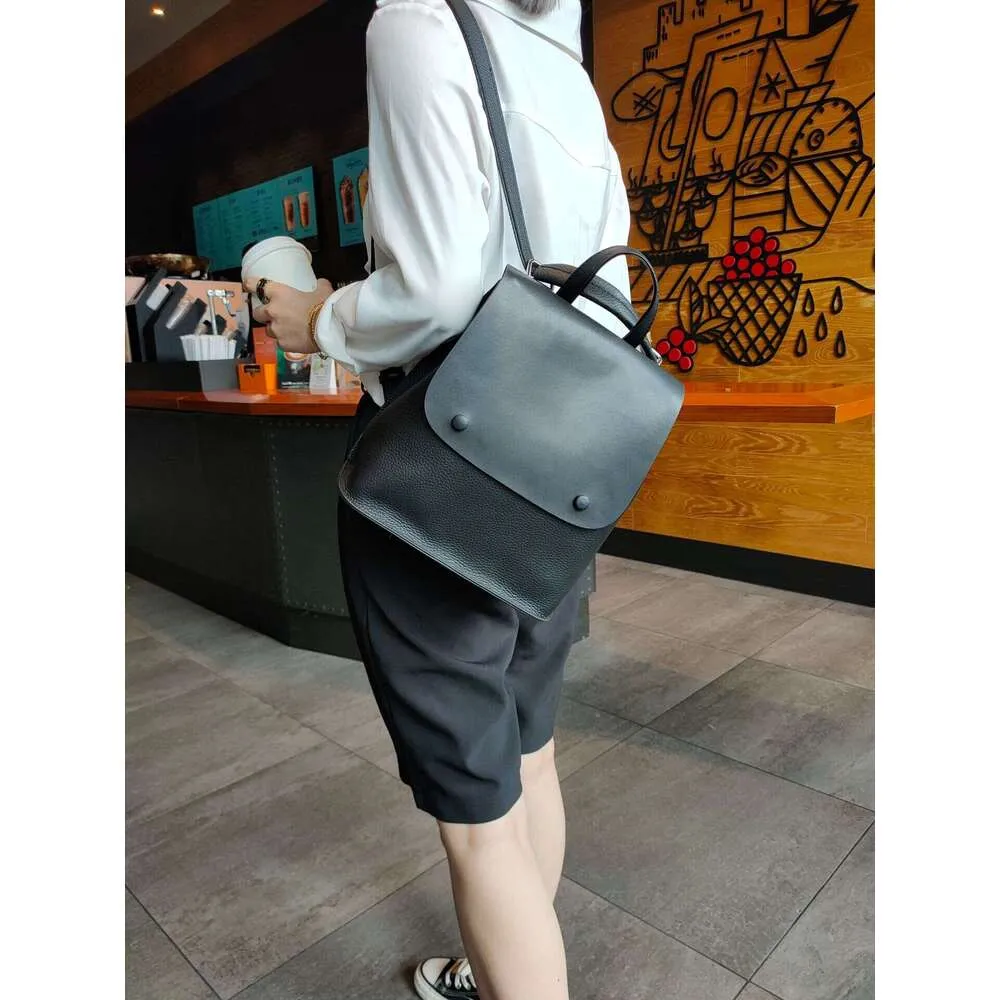Sac à dos en cuir de vache pour femme, sac à bandoulière de style coréen avec bouton de couleur, sac de loisirs pour collège de haute qualité_voghion.com