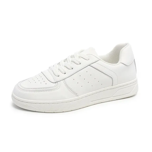 Genuine Leather Flat Bottomed Shallow Board Low Cut Solid Color Versatile Mesh Comfortable And Breathable Sports Shoes_voghion.com