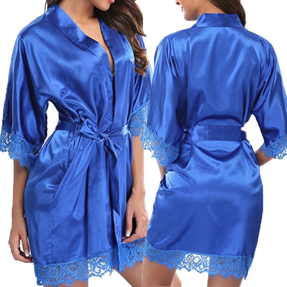 InjSatin-Robe de nuit en dentelle pour femme, lingerie sexy, douce, lisse, pyjama_voghion.com
