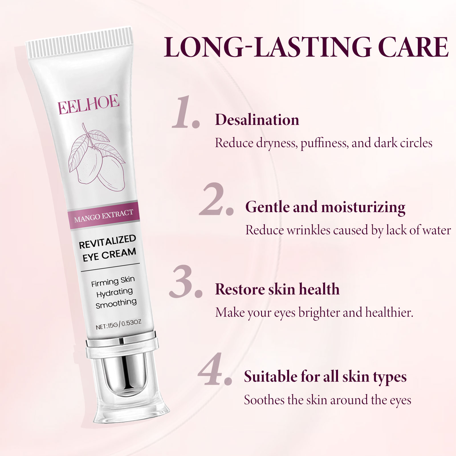 EELHOE Mango Eye Cream Reduces Fine Lines Of Crow's Feet Bags And Gently Nourishes Elasticity And Tightens The Skin Around Eyes_voghion.com