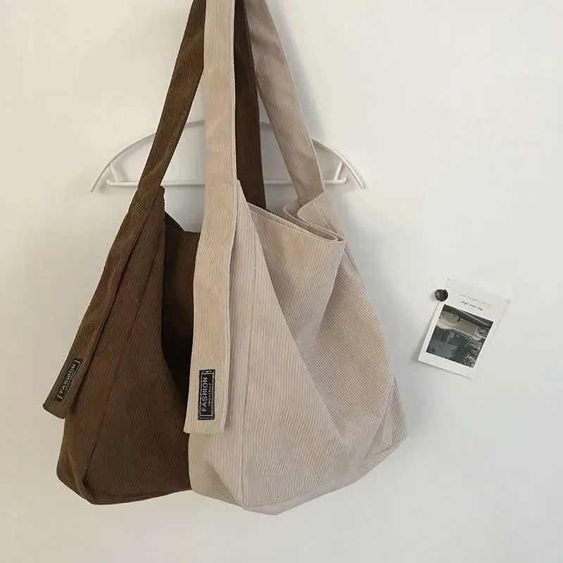 Großer Cord-Einkaufsbeutel zur Verwendung mit Stoff-Fi-Canvas-Tragetaschen und wiederverwendbaren Reisetaschen Y241026_voghion.com